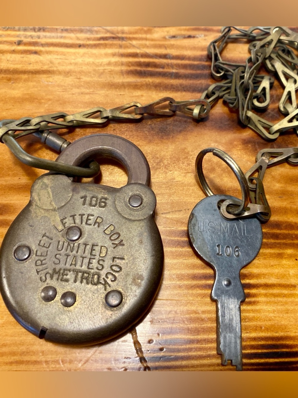 VINTAGE USPS METRO STREET LETTER BOX LOCK AND KEY